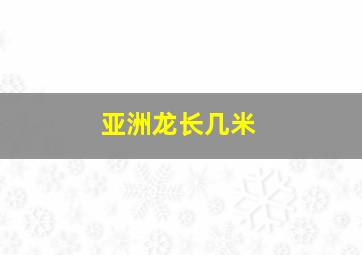 亚洲龙长几米