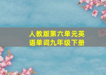 人教版第六单元英语单词九年级下册