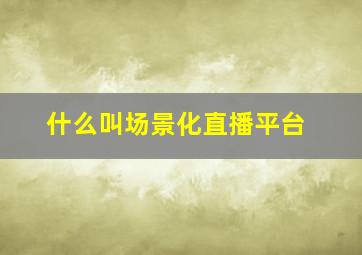 什么叫场景化直播平台