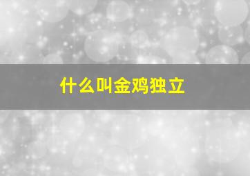 什么叫金鸡独立