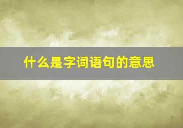 什么是字词语句的意思