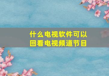 什么电视软件可以回看电视频道节目