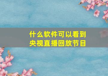 什么软件可以看到央视直播回放节目