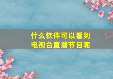 什么软件可以看到电视台直播节目呢