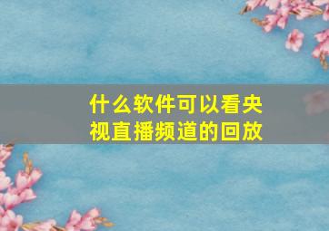 什么软件可以看央视直播频道的回放