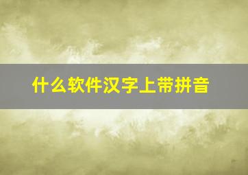 什么软件汉字上带拼音