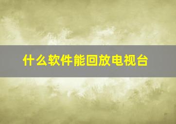 什么软件能回放电视台