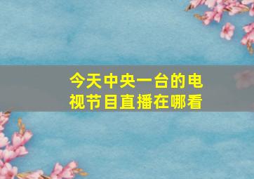 今天中央一台的电视节目直播在哪看