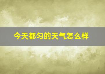 今天都匀的天气怎么样