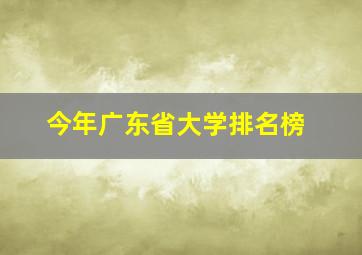 今年广东省大学排名榜