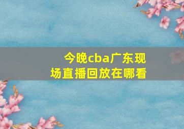 今晚cba广东现场直播回放在哪看