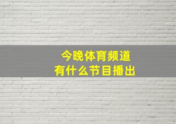 今晚体育频道有什么节目播出