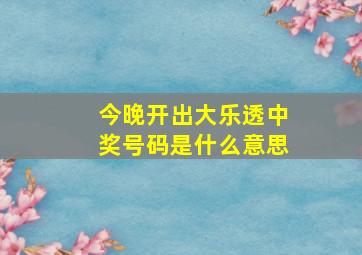 今晚开出大乐透中奖号码是什么意思