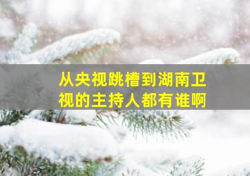 从央视跳槽到湖南卫视的主持人都有谁啊