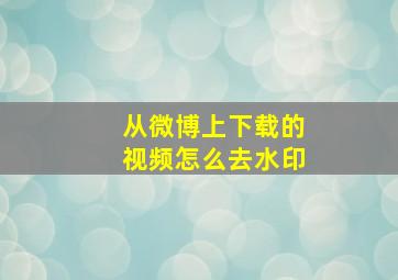 从微博上下载的视频怎么去水印