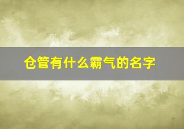 仓管有什么霸气的名字