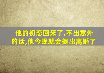 他的初恋回来了,不出意外的话,他今晚就会提出离婚了