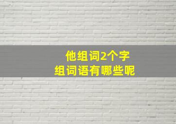 他组词2个字组词语有哪些呢