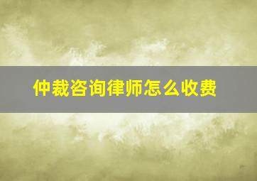 仲裁咨询律师怎么收费