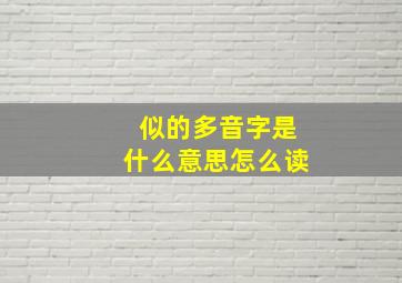 似的多音字是什么意思怎么读