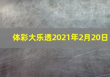 体彩大乐透2021年2月20日