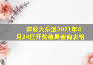 体彩大乐透2021年4月24日开奖结果查询表格