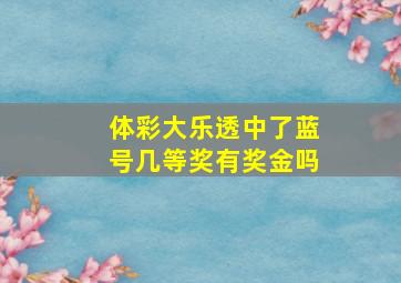 体彩大乐透中了蓝号几等奖有奖金吗