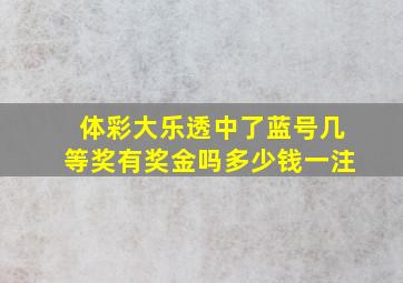 体彩大乐透中了蓝号几等奖有奖金吗多少钱一注