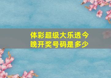 体彩超级大乐透今晚开奖号码是多少