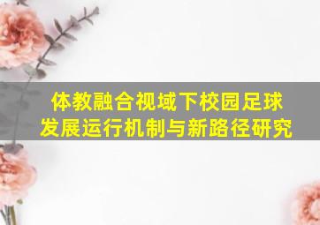 体教融合视域下校园足球发展运行机制与新路径研究