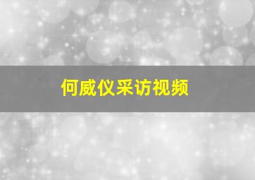 何威仪采访视频