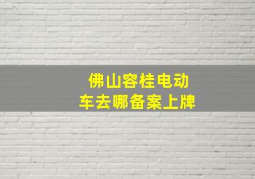 佛山容桂电动车去哪备案上牌