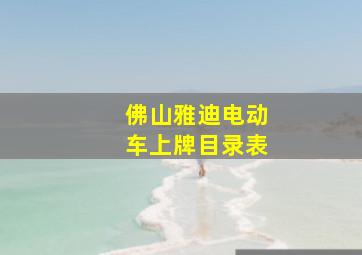 佛山雅迪电动车上牌目录表