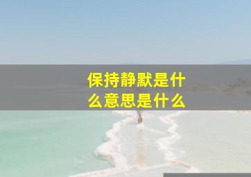 保持静默是什么意思是什么