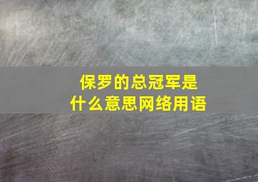 保罗的总冠军是什么意思网络用语