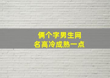 俩个字男生网名高冷成熟一点