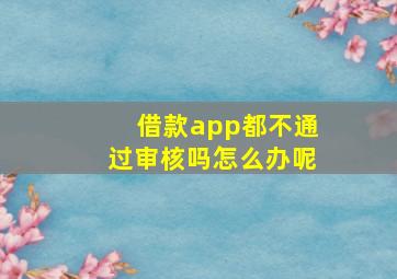 借款app都不通过审核吗怎么办呢