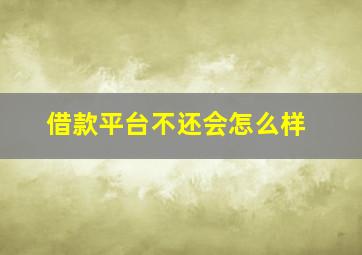 借款平台不还会怎么样