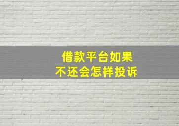 借款平台如果不还会怎样投诉