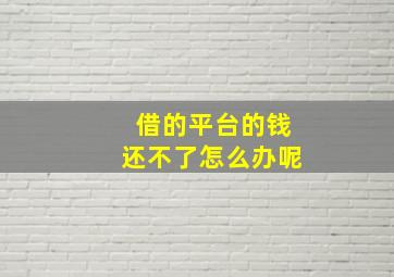 借的平台的钱还不了怎么办呢