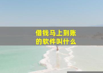 借钱马上到账的软件叫什么