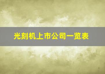 光刻机上市公司一览表