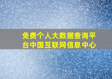 免费个人大数据查询平台中国互联网信息中心