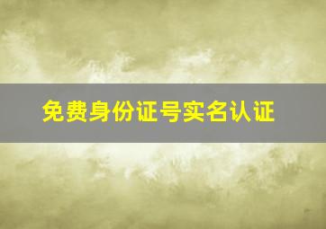 免费身份证号实名认证