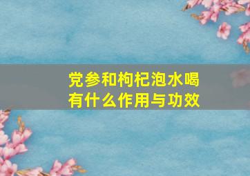 党参和枸杞泡水喝有什么作用与功效