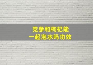 党参和枸杞能一起泡水吗功效