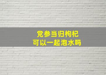 党参当归枸杞可以一起泡水吗