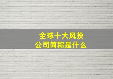 全球十大风投公司简称是什么