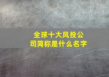 全球十大风投公司简称是什么名字