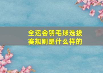 全运会羽毛球选拔赛规则是什么样的